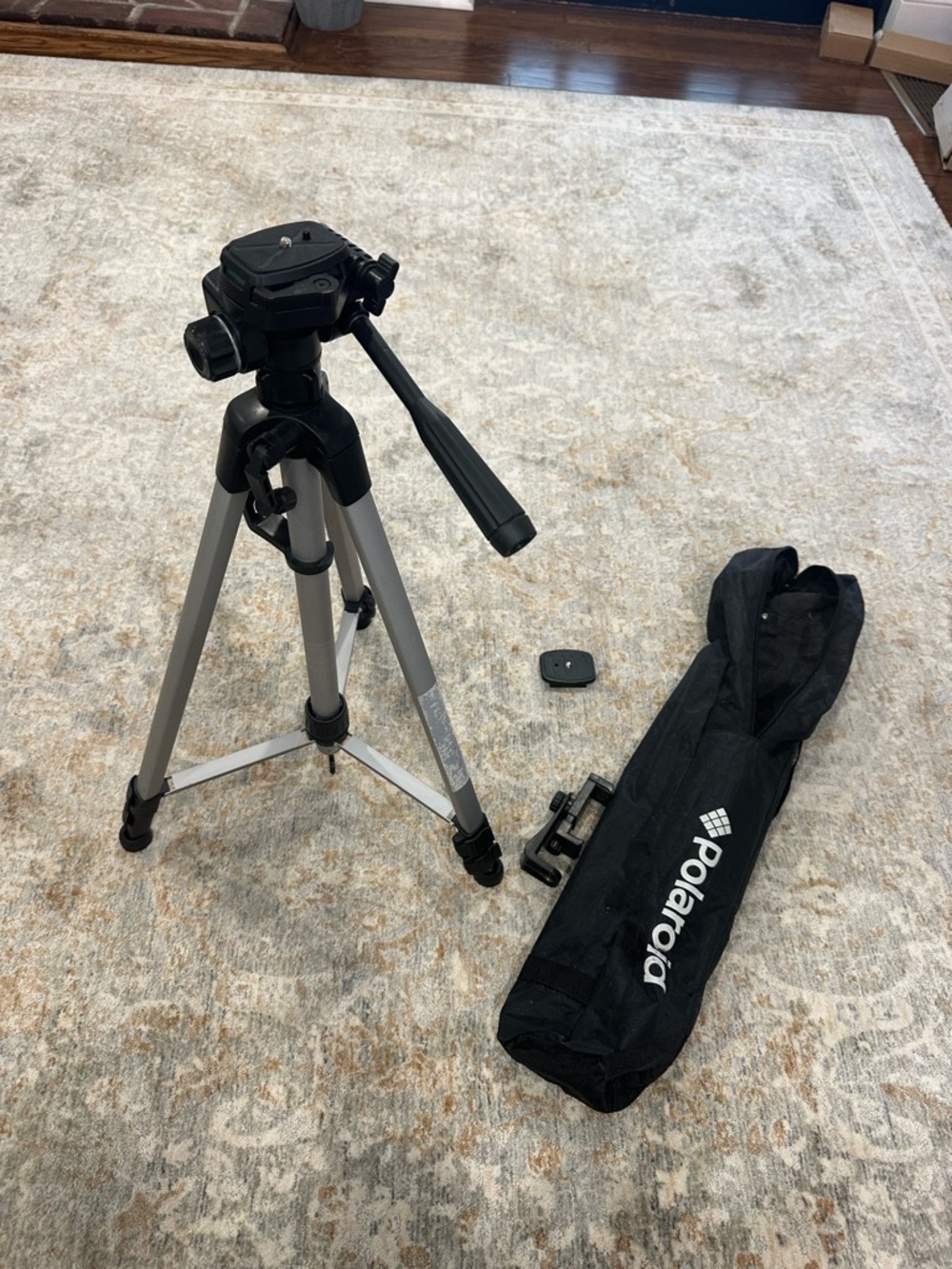 Estate Sale ~ Polaroid Black & Silver Camera Tripod with Carry Bag
